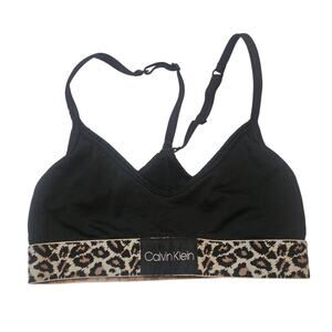 Calvin Klein Black Leopard Bralette, Small